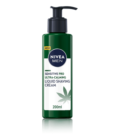 NIVEA MEN Sensitive Pro Ultra Calming Liquid Shaving Cream (200 ml), Shaving Cream Enriched with Hemp Seed Oil and Vitamin E for Stress-Minimising Face Care