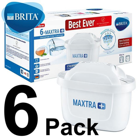 BRITA MAXTRA+ water filter cartridges, compatible with all BRITA jugs for chlorine and limescale reduction, 6 pack